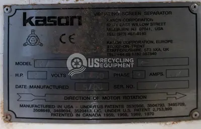 USED KASON K72-1-SS SHAKER SCREENER