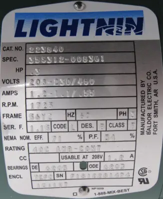 NEW SPX LIGHTNIN XJ-30 MIXER 208-230/460V .3HP 223840