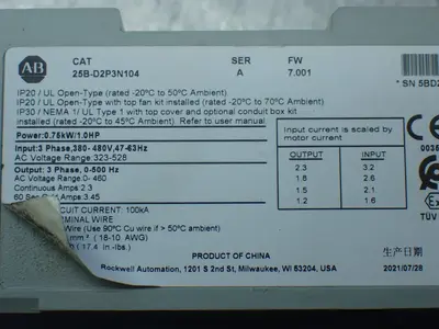 USED ALLENBRADLEY 25BD2P3N104