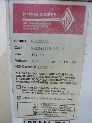 Used MYRON ZUCKER MKIM43 15,15 -3 Capacitors Michigan US | Ideal Machinery #1275184