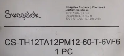 NEW SWAGELOK CS-TH12TA12PM12-60-T-6VF6 HOSE SS-TH12TA12PM12-60