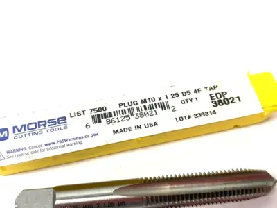 New | in-Stock Morse Cutting Tools Plug Tap 7500 M10 × 1.25 PLUG_D5 Taps & Dies Michigan US | Maverick Industrial Sales #1391725