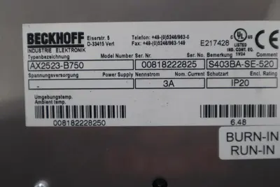 Beckhoff AX2523-B750 Servo Drive STOCK 3428-D