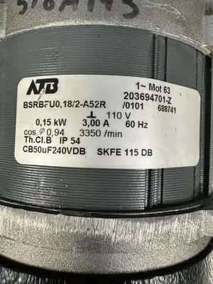 Atb BSRBFU0,18/2-A52R 1~Mot63 203694701-Z 60hz 110v (6.5.1)
