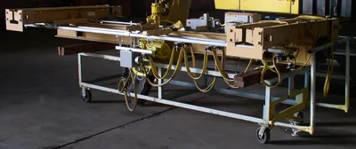 1 Ton Bridge Crane, free standing, 30' long x 10' wide x 10' 6" under hook. approx.