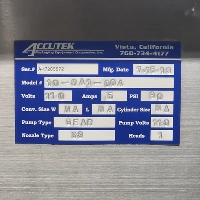 ACCUTEK Semi - automatic positive displacement Pump Filler # 645