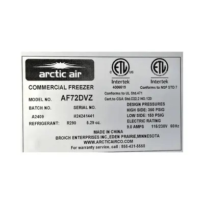 USED ARTIC AIR AF72DVZ