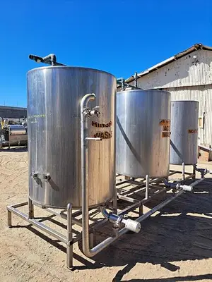 CIP System, 3-Tank, 400 Gallon Each, Stainless Steel, Pump, Heat Exchanger - #S745273