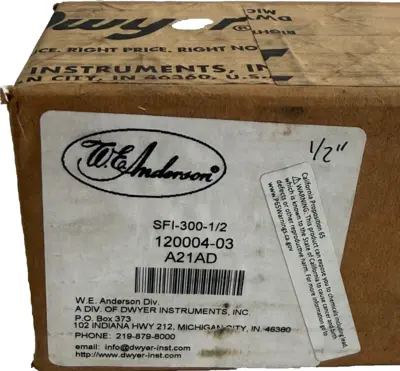 NEW SEALED DWYER INSTRUMENTS SFI-300-1/2 SIGHT FLOW INDICATOR SFI30012