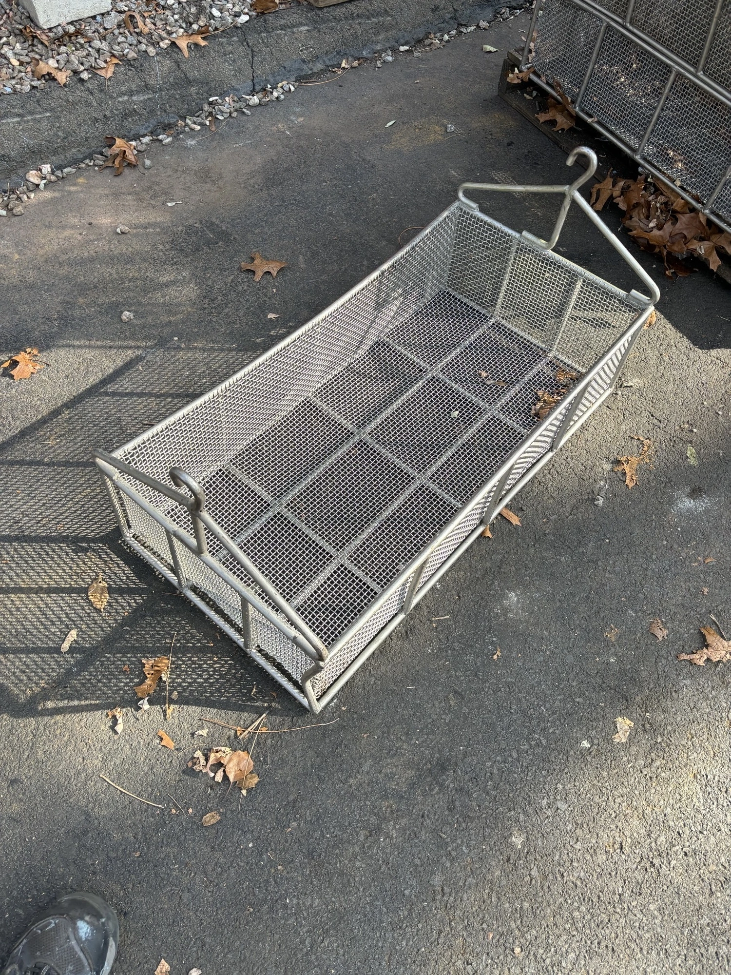 36"x17"x9" Deep Stainless Steel Wire Baskets With Hanger Hook, Perforated Basket