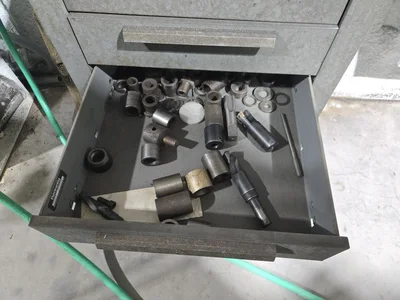 Cabinet and Contents; Black Diamond Grinder, Bench Grinder