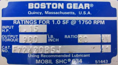 NEW BOSTON GEAR F72430B5J GEAR REDUCER 30:1