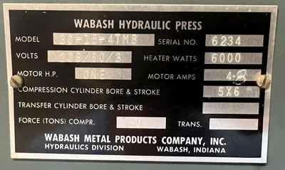 USED WABASH WABASH 30-15-4TMB PRESS