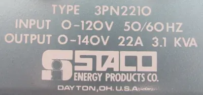 NEW STACO 3PN2210 VARIABLE TRANSFORMER