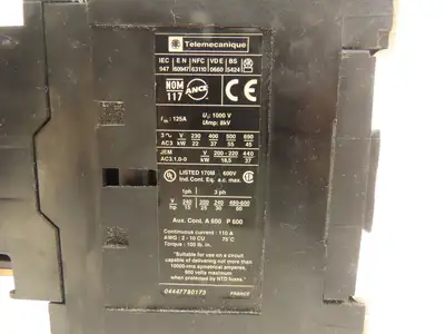 Telemecanique LP1 D8011 Contactor 110amp 600V Thermal overload 55-70amp Lot of 2