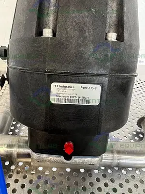USED ITT PURE-FLO A216 4-WAY DIAPHRAGM STAINLESS STEEL VALVE W/ 1.5" SANITARY FITTING