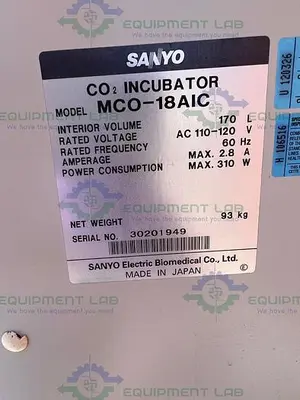 USED SANYO MCO-18 AIC CO2 DUAL STACKED INCUBATOR 170L, 110- 120V