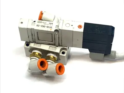 USED SMC 5‑PORT SOLENOID VALVE 2‑POSITION SINGLE 24VDC MISSING SCREW
