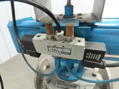 Chicago Valves 3" Flanged 3-Way Ball Valve With Pneumatic Actuator