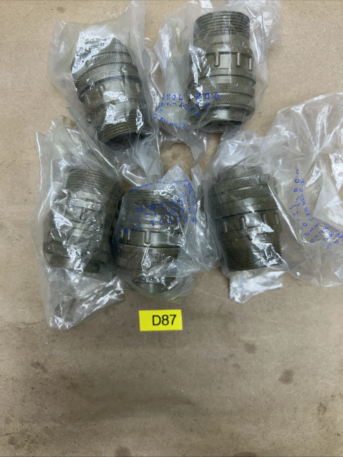 (5) Amphenol 97-3106a-16-10p Male 4 Pin Military Threaded Connectors New In Bags