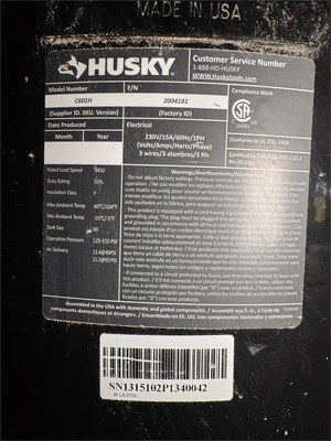 Used HUSKY C601H-CLASS Tank Mounted Air Compressors Texas US | MachineryMax #1489962
