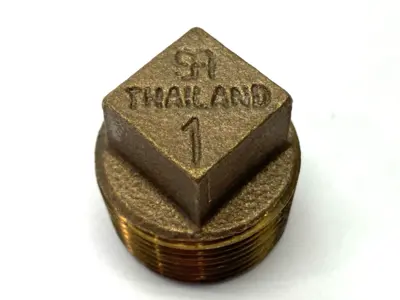 USED SIAM FITTINGS SA BRASS PIPE PLUG 1" MALE THREAD SQUARE HEAD LOT OF 4