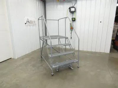 Uline H-1868 Rolling Ladder 4 Step 36" Work Platform 40" Top Step 800lbs Cap