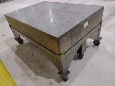 72" X 48" X 12" RAHN GRANITE SURFACE PLATE ON TABLE W/ CASTERS : STOCK 20059
