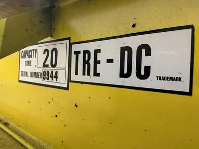 20 TON X 38' KRANCO OVERHEAD DOUBLE GIRDER BRIDGE CRANE: STOCK #21900