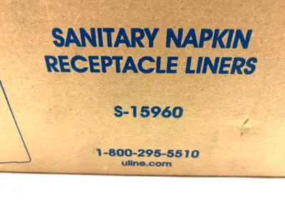 NEW ULINE SANITARY NAPKIN RECEPTACLE LINERS BOX OF 500