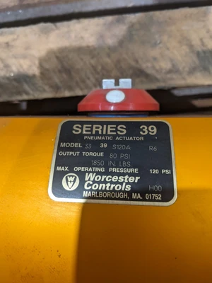 Worcester Controls Flowserve Pneumatic Ball Valve 33 39 S120A R6