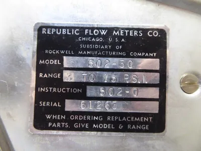 USED REPUBLIC FLOW METERS CO. 502-30