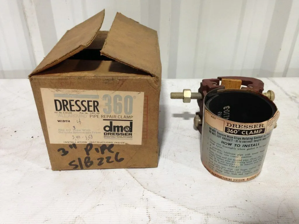 DMD Dresser 360 3″ X 4″ Full Circle Pipe Repair Clamp 3.40″-3.58″ OD -NIB