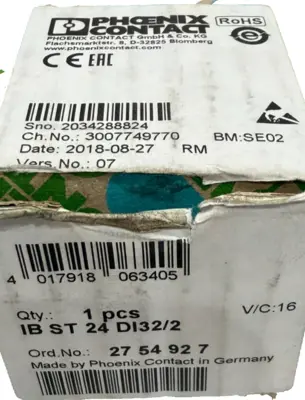 NEW PHOENIX CONTACT IB ST 24 DI32/2 INPUT MODULE 2754927 IBST24DI322