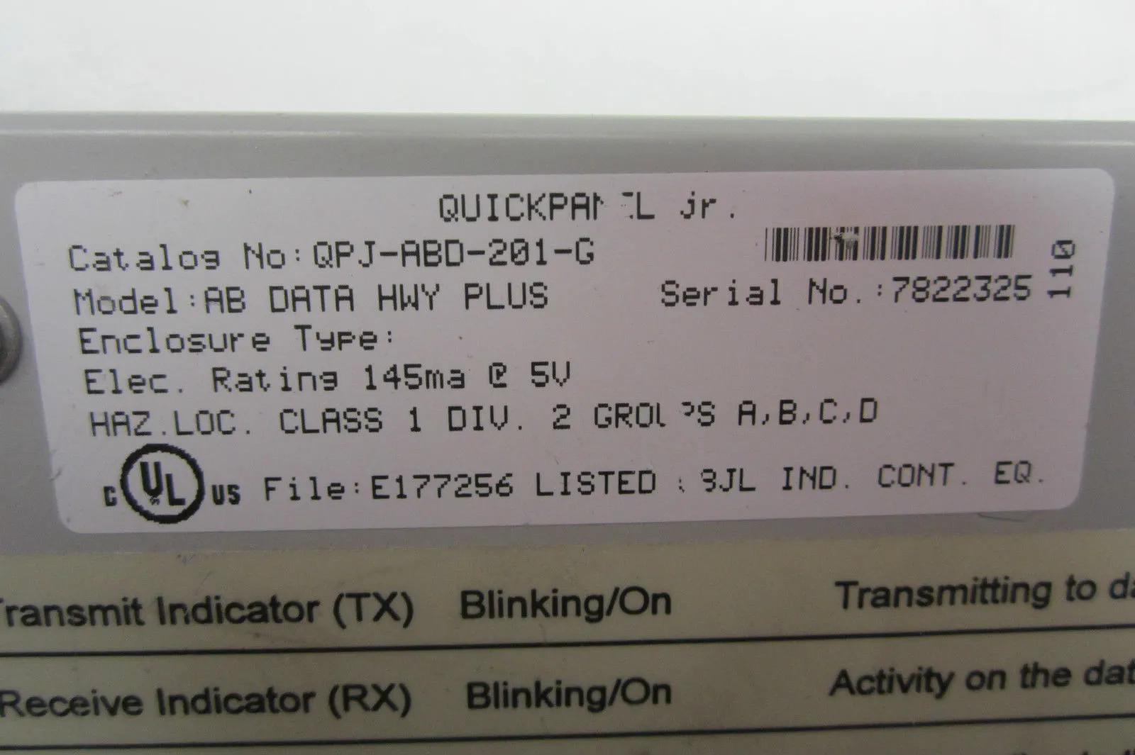 USED TOTAL CONTROLS QPJ-ABD-201-G QUICK PANEL MODULE QPJABD201G