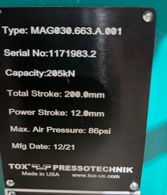 USED 2021 TOX PRESSOTECHNIK MAG 030.663.A.001