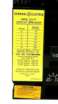 NEW GENERAL ELECTRIC TE31M050MD CIRCUIT BREAKER
