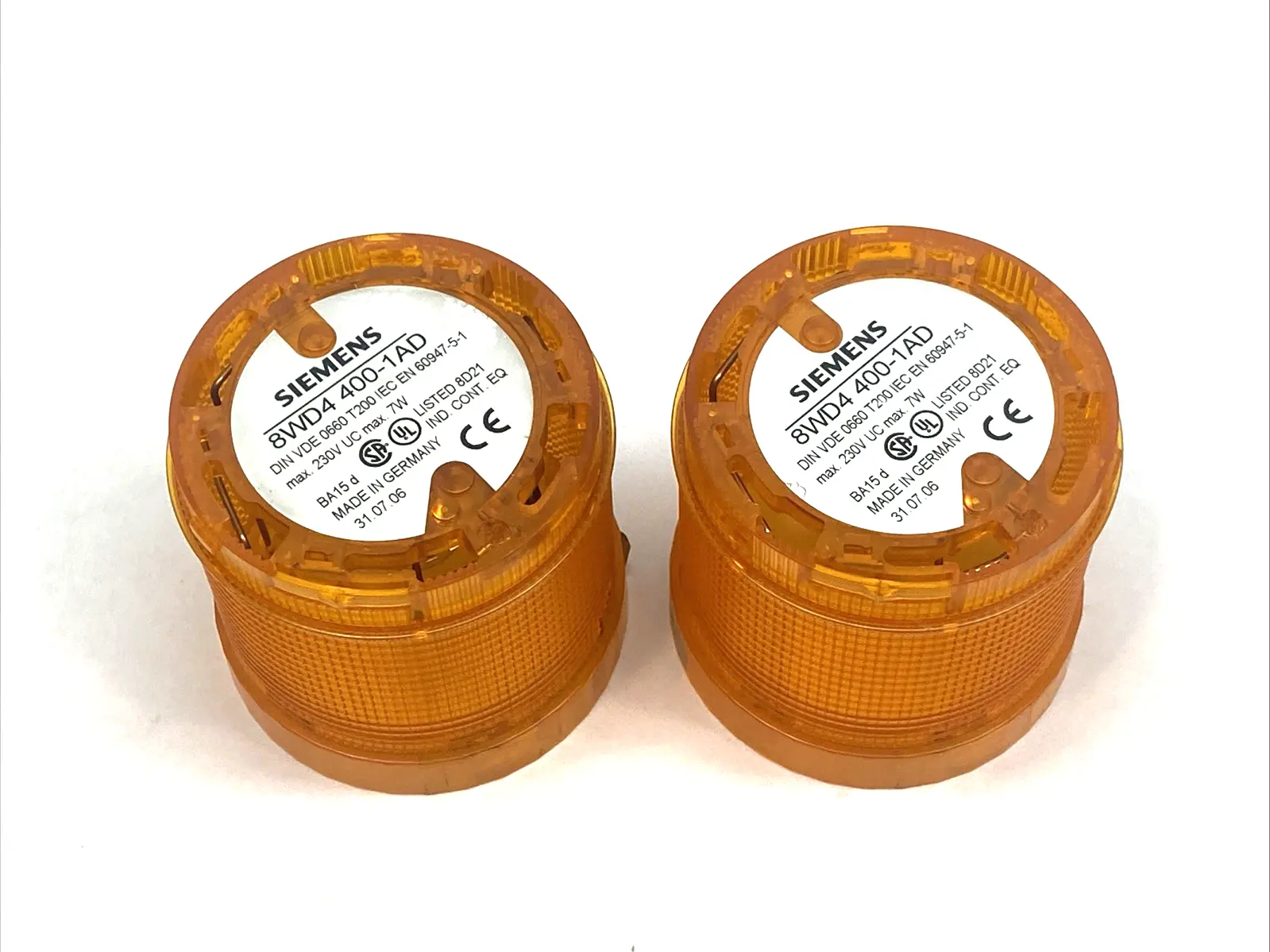 Used Siemens Amber Signal Stack Light 230V 7W LOT OF 2 Light Source Equipment Michigan US | Maverick Industrial Sales #1395965