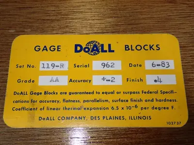 Used DOALL 119R Gage Blocks Ohio US | HGR 24 #1249429