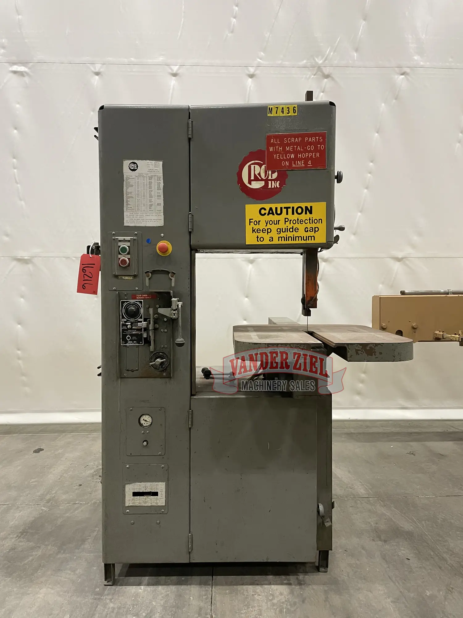Used 1980 GROB 4V-18 Vertical Band Saws Michigan US | Vander Ziel Machinery Sales #480514