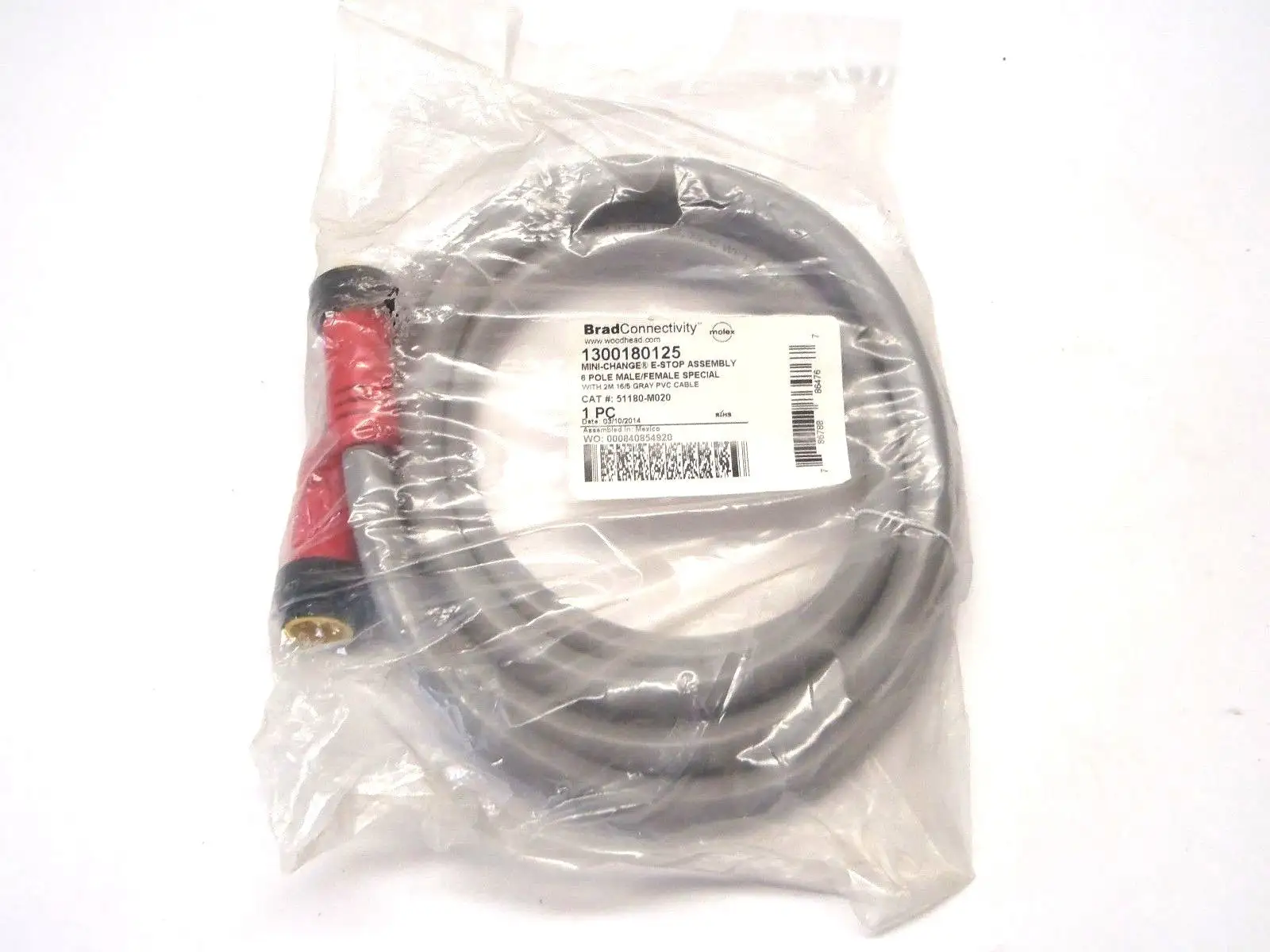 USED WOODHEAD BRADCONNECTIVITY MINI-CHANGE E-STOP ASSY. 6 POLE M/F 2M