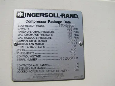 Used INGERSOLL RAND SSR-EP50SE Rotary Screw & Sliding Vane Air Compressors California US | Bay Line Tool #1418996