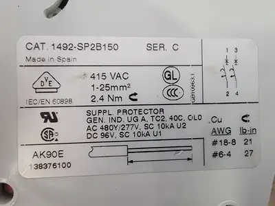 Used ALLEN-BRADLEY 1492-SP2B150 Switchgears British Columbia CA | Lenmark #238930