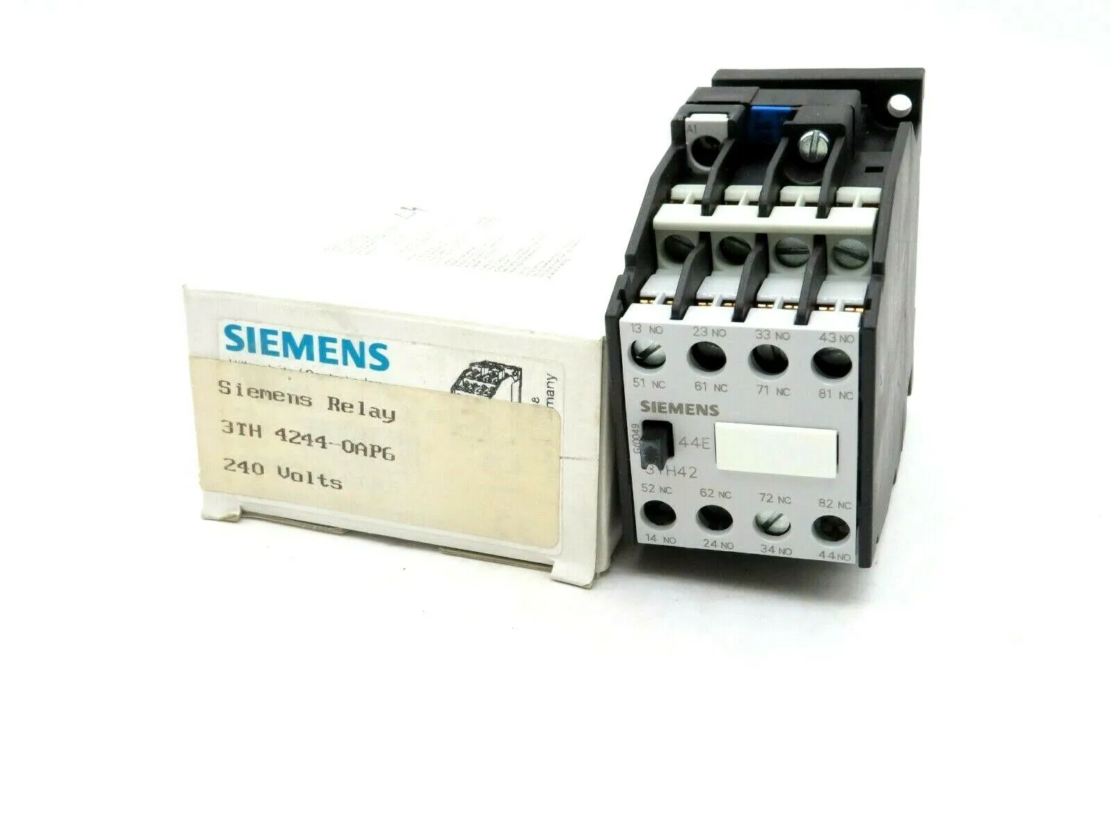 NEW SIEMENS 3TH4244-0AP6 CONTROL RELAY 240 VOLTS 3TH42440A 3TH42440AP6