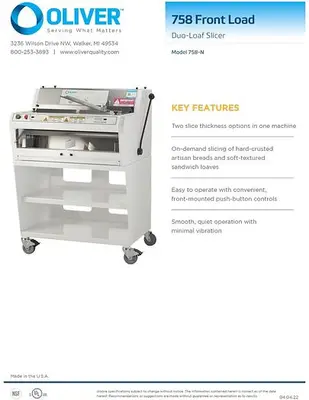 OLIVER 758-N Bread Slicer | Harvest Equipment and Fabrication Inc (2)