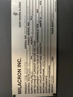 1999 CINCINNATI ROBOSHOT 165I-252 Injection Molding Horizontal/Vertical | Machinery Network (3)