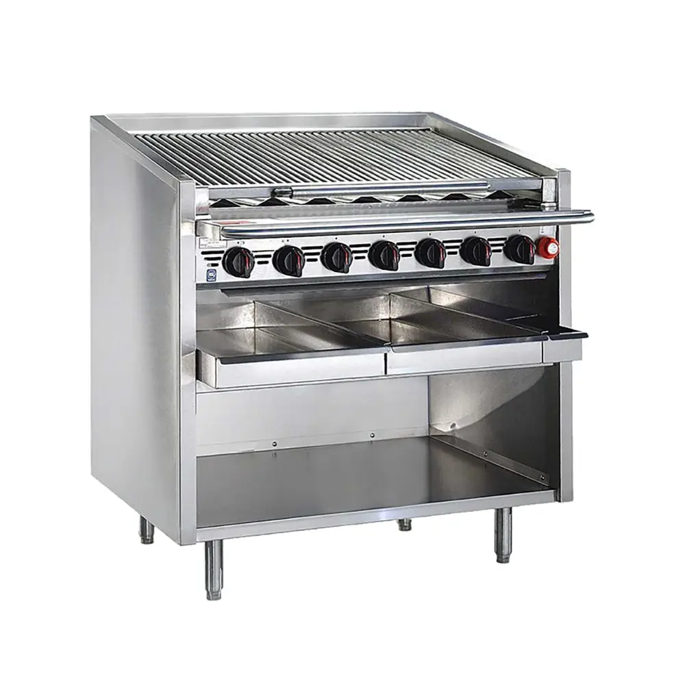 Bakers Pride F-60RS-R 60" Floor Model Gas Charbroiler W/ Cast Iron Radiants - (13) Burners, Natural Gas