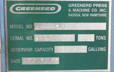 USED 1998 GREENERD PRESSES GREENERD HPB-5 PRESS