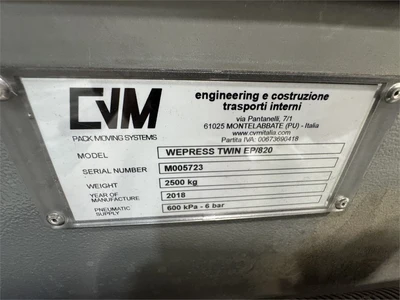 Used 2018 CVM WEPRESS TWIN EP/820 Case Clamps California US | MachineryMax #1474628