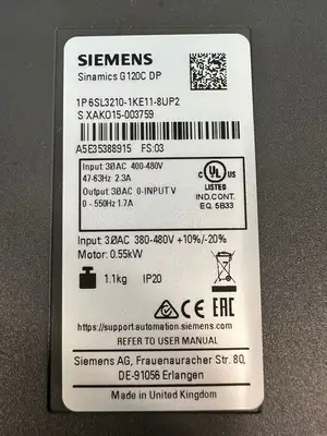 Siemens 6SL3210-1KE11-8UP2 Sinamics G120C-DP A5E35388915 FS:03 (4.3.4)